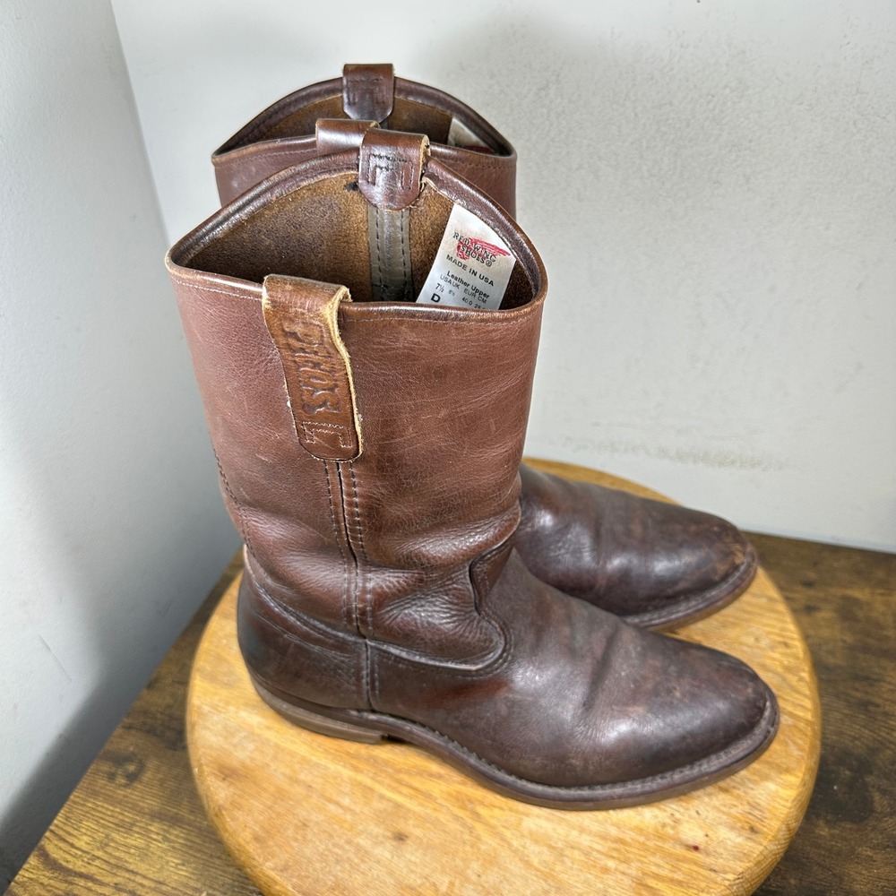 Red Wing 1155 Pecos Brown Leather Western Work Boots Mens 7.5 D Made in USA